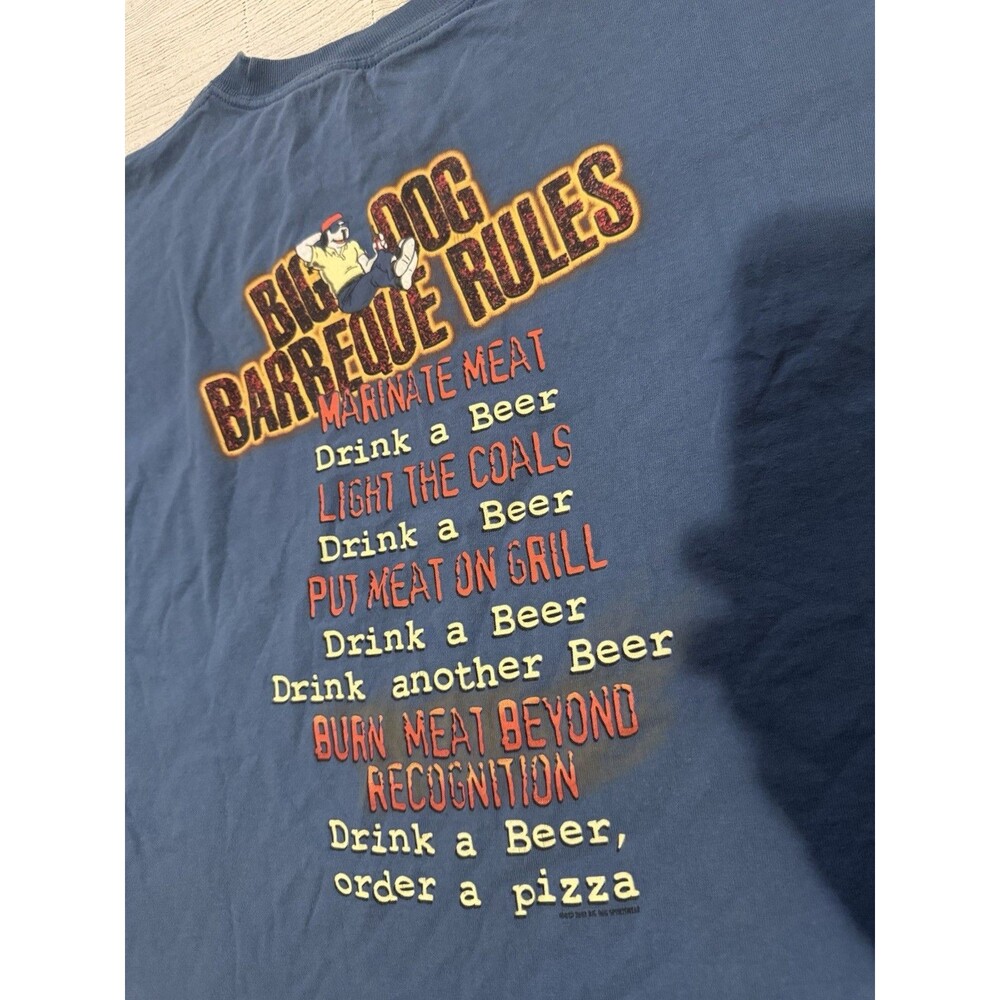 VTG Y2K 2007 Big Dogs BBQ Barbecue Rules T Shirt Size XL Blue - Picture 6 of 7